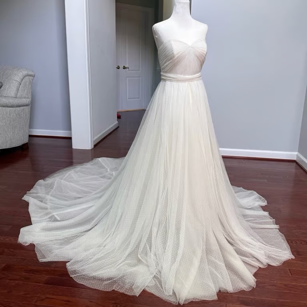 Jenny Yoo Ivory Strapless Tulle Maxi Skirt